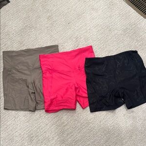 All in Motion Women's Bike Shorts - Black snake skin, Pink, and Tan